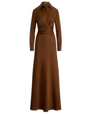 Ralph Lauren Ruffled Button-Front Maxi Gown - Brown