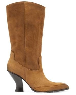DIESEL D-Luffy Square-Toe Suede Boots - Brown