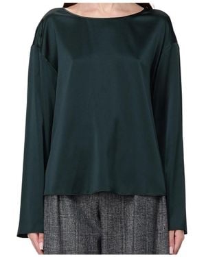 Emporio Armani Satin Long-Sleeve Blouse - Green