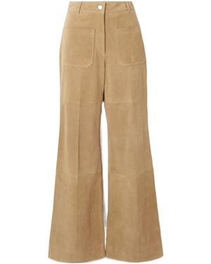 Victoria Beckham Suede Flared Trousers - Natural