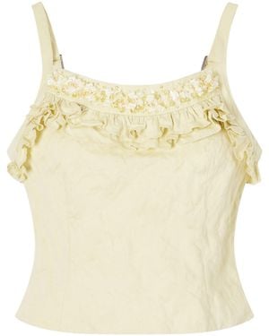 ShuShu/Tong Ruffled Cotton-Blend Cami - Natural
