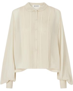 Rohe Romantic Pintucked Silk-Crepe De Chine Blouse - White
