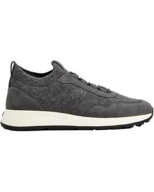 Tod's Suede-Panelled Felt Sneakers - Gray