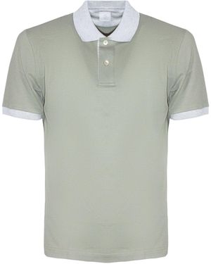 Eleventy Contrast-Collar Polo Shirt - Green