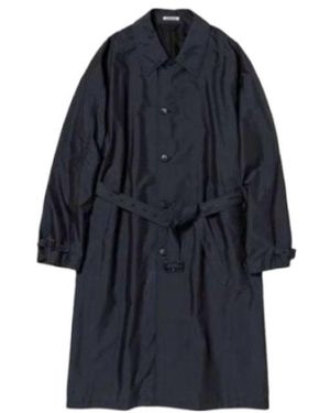 AURALEE Long-Sleeved Collared Trench Coat - Blue