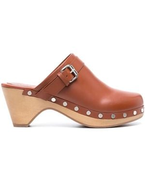 Isabel Marant Stud-Embellished Mid-Heel Mules - Brown