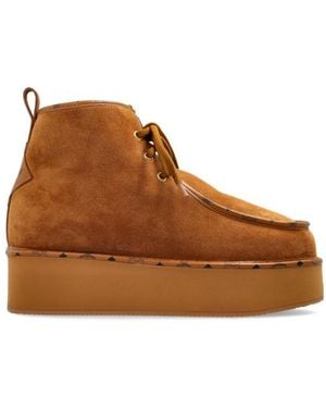 MCM Suede Platform Ankle Boots - Brown