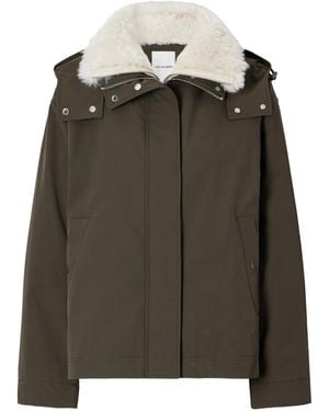 Yves Salomon Hooded Padded Shearling-Trimmed Shell Jacket - Green