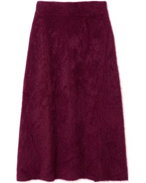 Lisa Yang Asta Brushed-Cashmere Midi Skirt - Purple