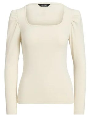 Ralph Lauren Puffed-Sleeve Square T-Shirt - Natural