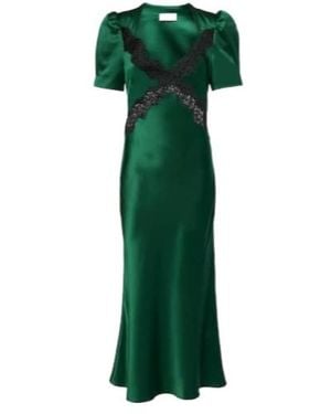 Rebecca Vallance Charelle Silk Saten Slip Dress - Green