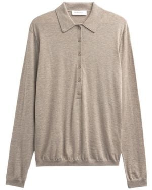 Frankie Shop Tala Long-Sleeve Polo Top - Brown