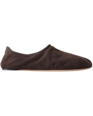 The Row Stellene Moka Goat Suede Slippers - Brown