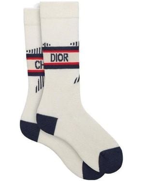 Dior Rib Logo Socks - White