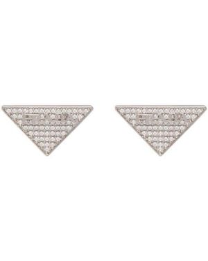 Prada Crystal Logo Jewels Zirconia Earrings - Natural