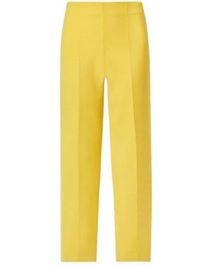 Oscar de la Renta Wool Blend Crepe Straight-Leg Trousers - Yellow