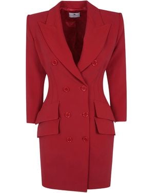 Elisabetta Franchi Double-Breasted Coat Dress - Red