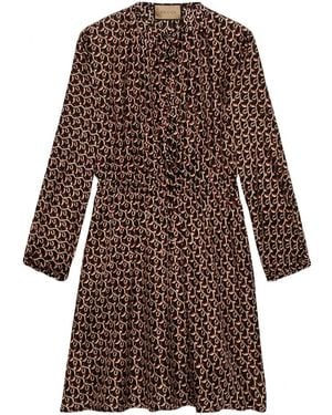 Gucci Interlocking G Chain Printed Dress - Brown