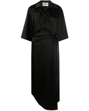 Nanushka Asymmetrical Wrapped Dress - Black