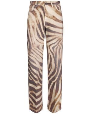 7 For All Mankind Stovepipe Zebra-Print Straight-Leg Jeans - Natural