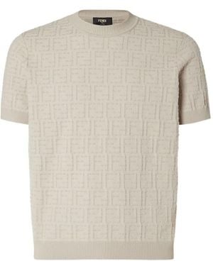 Fendi Monogram Short-Sleeve Knitted Jumper - White