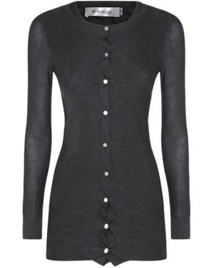 AYA MUSE Long-Sleeved Knitted Dress - Black