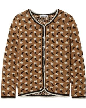 BATSHEVA Tulip Intarsia Alpaca Cardigan - Brown