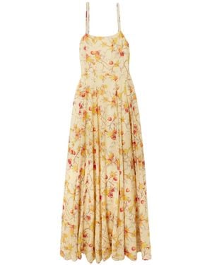 Posse Paloma Printed Cotton-Blend Voile Maxi Dress - Metallic