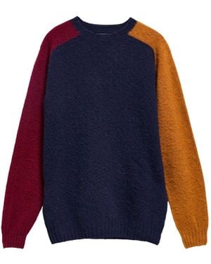 Barbour Crew Neck Colour Block Knit Jumper - Blue