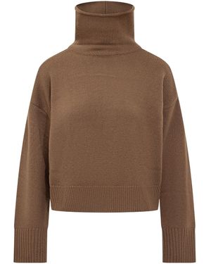 Loulou de Saison Stintino Turtleneck Dropped-Shoulder Jumper - Brown