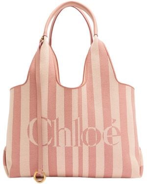 Chloé Striped Canvas Tote Bag - Pink