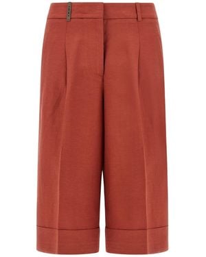 Peserico Pleated Bermuda Shorts - Red