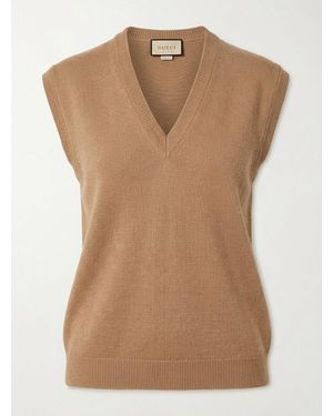 Gucci Open Back Fine Ribbed Top - Brown