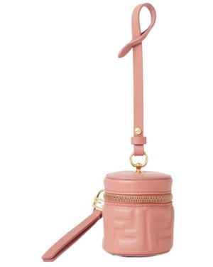 Fendi Nappa Leather Coin Holder Charm With Ff Motif - Pink