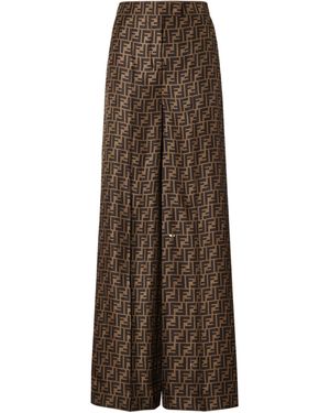 Fendi Ff Motif Wide Leg Trousers - Brown