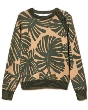 Twinset Leaf-Print Sweater - Green
