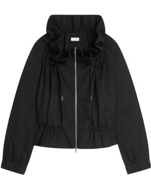 Dries Van Noten Ruffled-Neck Zip-Up Jacket - Black