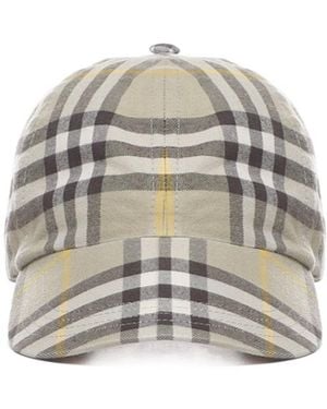 Burberry Check Pattern Baseball Cap - Grey