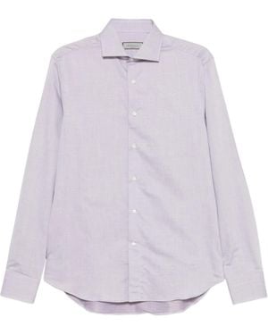 Canali Spread-Collar Button-Up Shirt - Purple