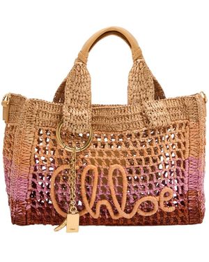 Chloé Handmade Raffia Bag - Red