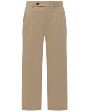 Drole de Monsieur Drôle De Monsieur Cropped Pleated Trousers - Natural