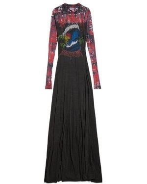 Balenciaga Extreme Tie Dye Long Sleeve Dress - Black