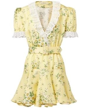 Rodarte Satin And Broderie Anglaise Minidress - Yellow