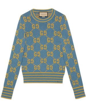 Gucci Gg Supreme Knitted Top - Blue