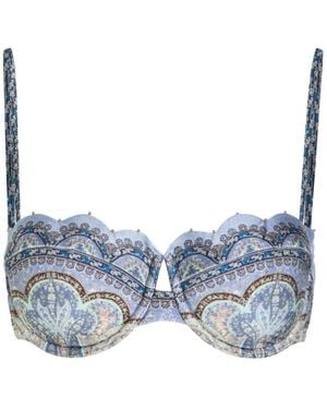 Zimmermann Wanderlust Patterned Bikini Top - Blue