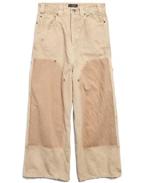 Balenciaga Ripped-Off Wide-Leg Trousers - Natural