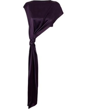 Galvan London Cropped Satin Top - Purple
