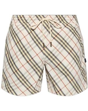 Burberry Checked Drawstring Swim Shorts - White