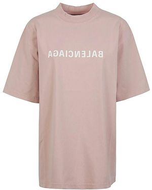Balenciaga Short-Sleeved Round Collar T-Shirt - Pink