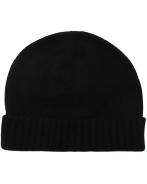 Malo Fine-Knit Turn-Up Brim Beanie - Black